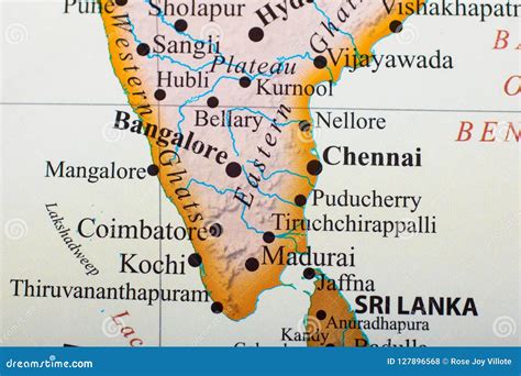 Map of the Southern Part of India Stock Photo - Image of india, cities ...