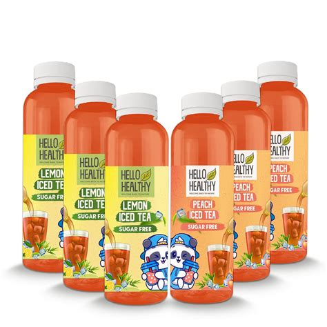 Sugar Free Peach & Lemon Flavour Iced Tea Pack of 6 Bottles (250 ML ...
