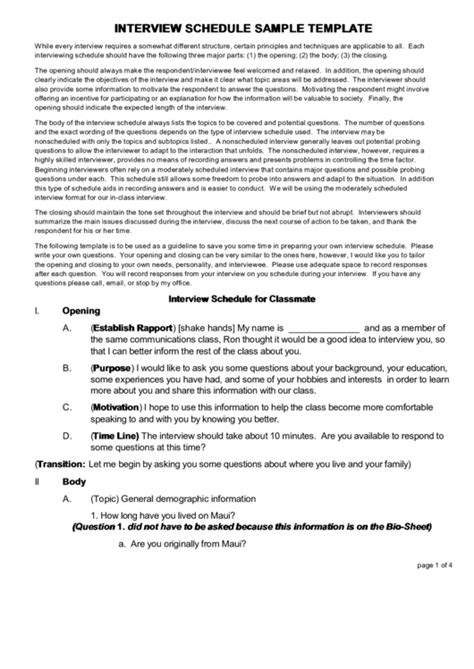 Interview Schedule Template PDF 的图像结果