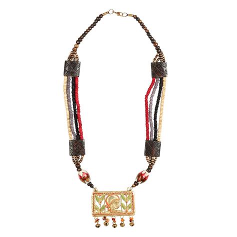 ExclusiveLane 'Tribal Queen Carved' Bohemian Brass Necklace Handcrafted ...