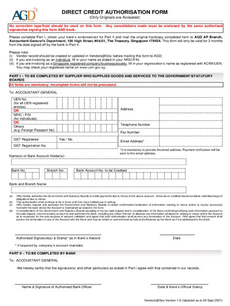2021-2026 SG AGD Direct Credit Authorisation Form - Blank Fillable ...