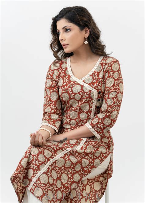 Trendy Block Printed Cotton Kurta With Laces - Pant Optional – Sujatra