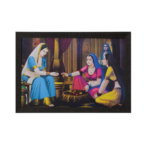 Village Lady Buying Bangles Satin Matt Texture UV Art Painting ...