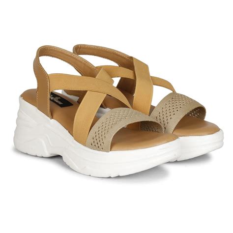 Buy ArranQue Stylish Girl's High Heel Criss Cross Chunky Sole Casual ...