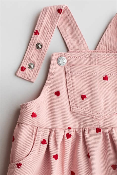 2-piece dungaree dress and top set - Light pink/Hearts - Kids | H&M IN