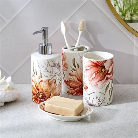 Buy Mekong Janett Ceramic Floral Print Tooth Brush Holder from Home ...
