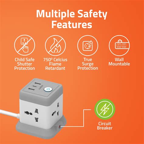 AR-4SS-3USBCB 4 Universal Sockets with 2 USB Ports & 1 USB Type C Port