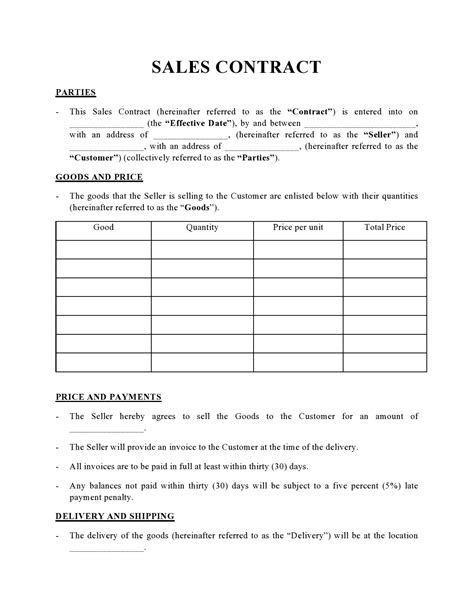 Image result for Sales Contract Sample