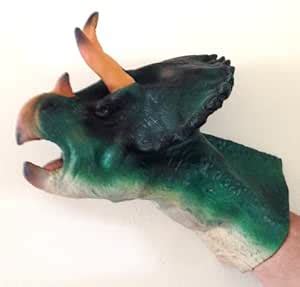 All Natural Hand Made Latex Triceratops Dinosaur Hand Puppet (9 Inches ...