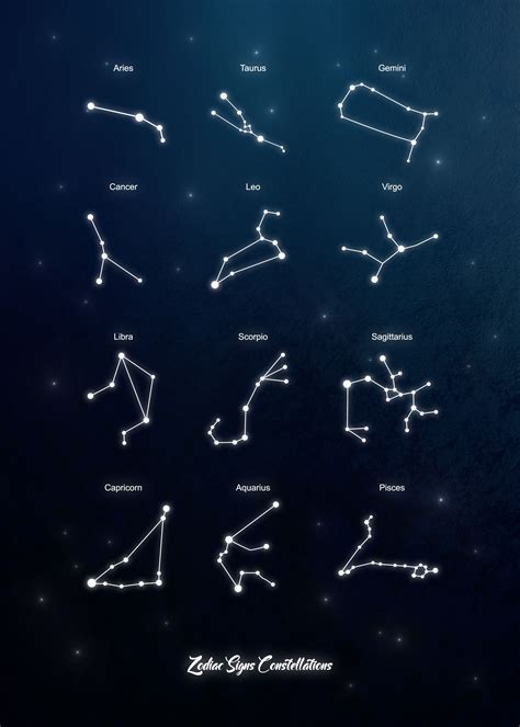 3D artwork of all the Zodiac Signs constellations Constellation Drawing ...