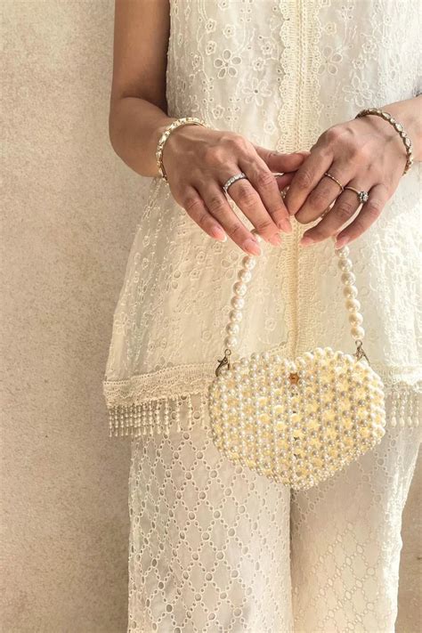 Pearl Heart Bag, Aria Mini Off-White, AMYRA