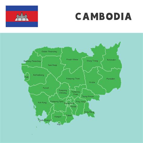 province name in Cambodia map and flag vector 12869424 Vector Art at ...