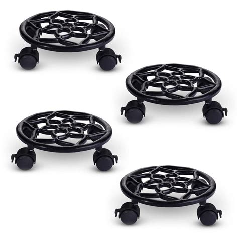 Sharpex Metal Caddy Iron Dolly on Round Rack Rustproof Sturdy Potted ...