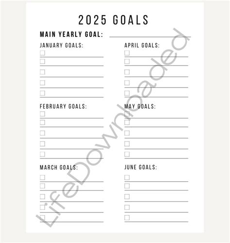 Printable 2025 Yearly and Monthly Goals Template L Instant Digital ...