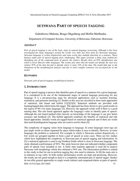 SETSWANA PART OF SPEECH TAGGING | PDF