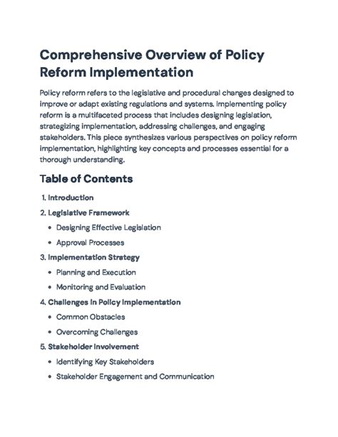 Comprehensive Overview of Policy Reform Implementation Strategies ...