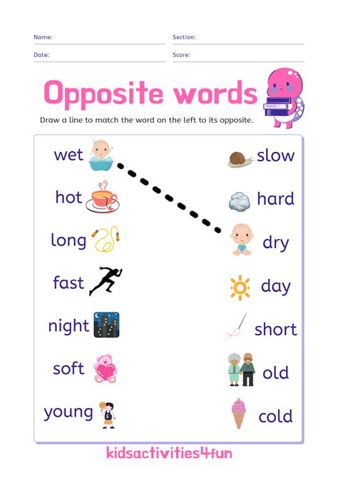 44+opposite words for kids worksheet |Learn English opposite words