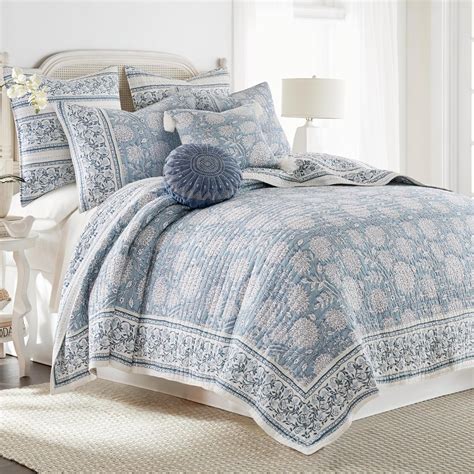 Amazon.com: Levtex Home Adare Blue Reversible Full/Queen Quilt Set ...