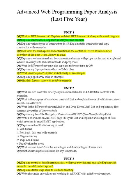 Advanced Web Programming Paper Analysis (Last Five Year) - Advanced Web ...