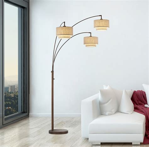 Artiva USA Lumiere III 80 LED Arched Floor Lamp with Double layer shade ...