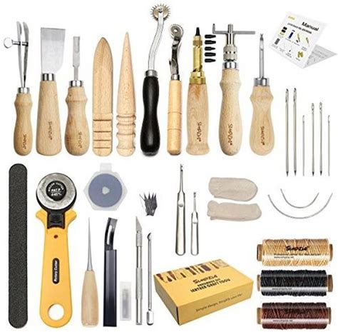 SIMPZIA Leather Craft Tool 25 Pcs Leather Sewing Tools Kit Leather Diy ...