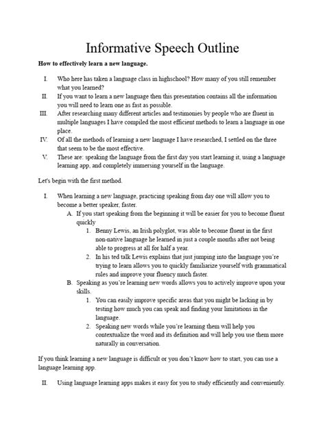 Informative Speech Outline | PDF