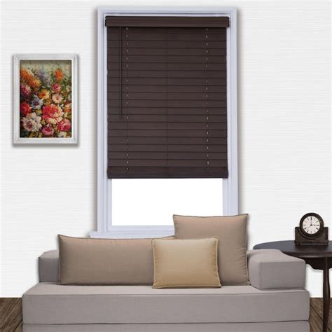 allen + roth 2.5-in Slat Width 39.5-in x 72-in Cordless Brown Faux Wood ...