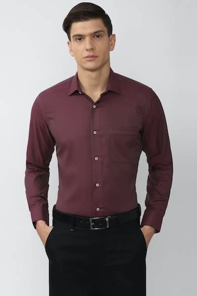 Buy Men Maroon Regular Fit Solid Full Sleeves Formal Shirt Online ...