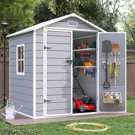 Amazon.com : VONZOY Resin Storage Sheds with Floor, 6x4.5 FT Plastic ...