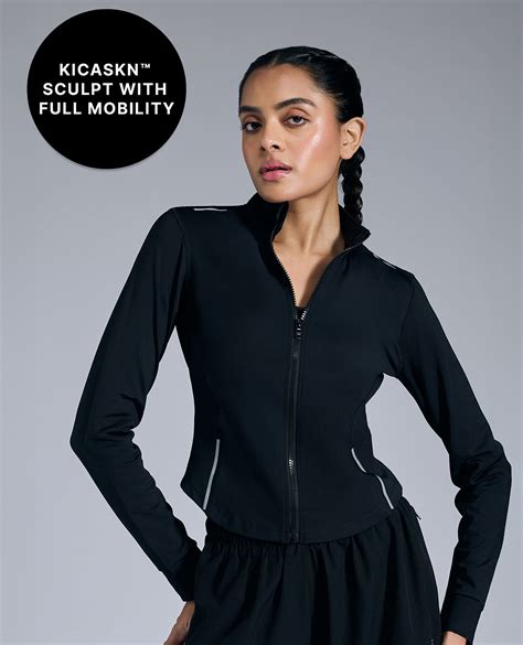 Cropped Training Jacket in KICASKN™ Fabric Black – Kica Active