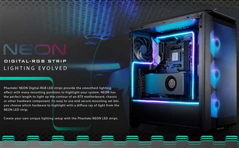 Phanteks Neon Digital RGB LED Strips Combo Kit with 2 x 400mm Neon D ...