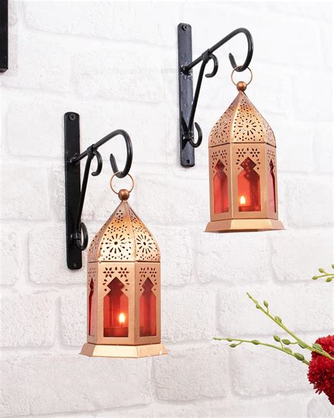 Wall Metal Decorative Antique Copper Finish Moroccan Lantern Candle ...