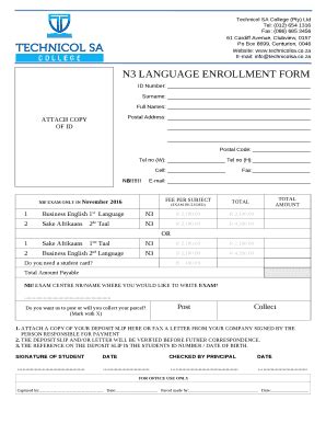 N3 LANGUAGE ENROLLMENT Doc Template | pdfFiller