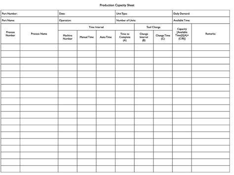 Image result for Production Line File Excel Capacity