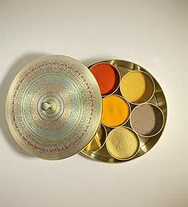 Buy Sun India Copper Pure Brass Masala Box for Kitchen | Traditional ...