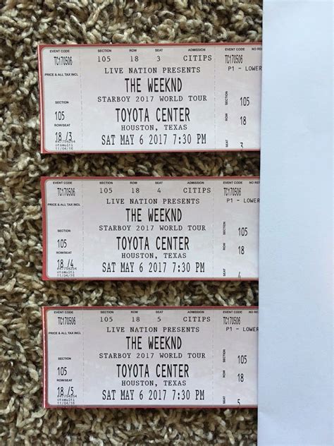 #Tickets The Weeknd Houston Texas Toyota Center 3 Concert Tickets ...
