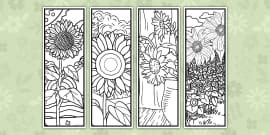 Sunflower Colouring Bookmarks