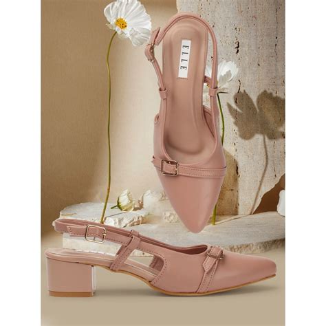 Buy ELLE Peach Women Solid Plain Mules Online