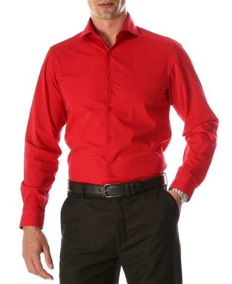 Mens Wholesale Red Slim Fit Leo Cotton Dress Shirt | FHY INC – FHYINC