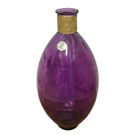 VIDRIOS SAN MIGUEL 100% Recycled Glass Purple Floor Vase Handmade Mid ...