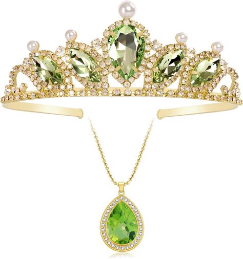 Amazon.com: FRTTVM Princess Tiana Set Crown and Necklace Princess Tiana ...