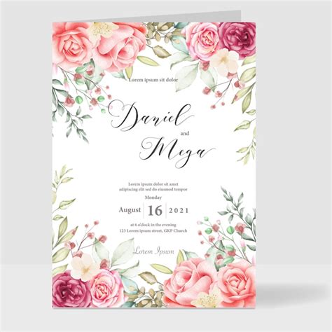 Akwarela zaproszenie na ślub | Wektor Premium