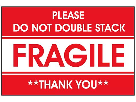 "Please Do Not Double Stack/Fragile/Thank You" Labels - 2 x 3" S-6203 ...