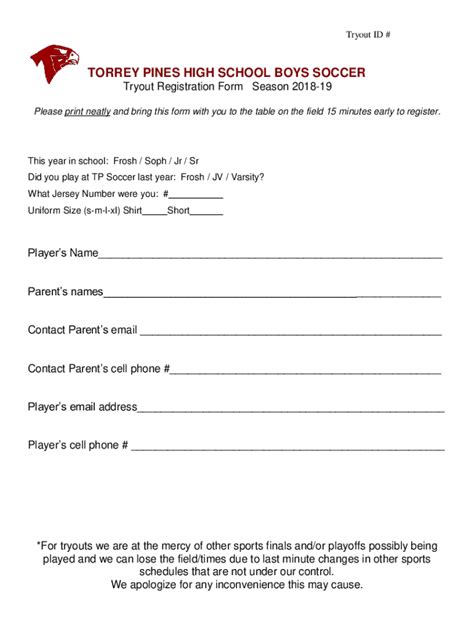 Fillable Online Welcome to TPHS Boys Soccer! - Welcome to Torrey Pines ...