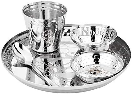 DiBha Stainless Steel Jai Guru Ji Round Thali Set Jai GURUJI Dinner Set ...
