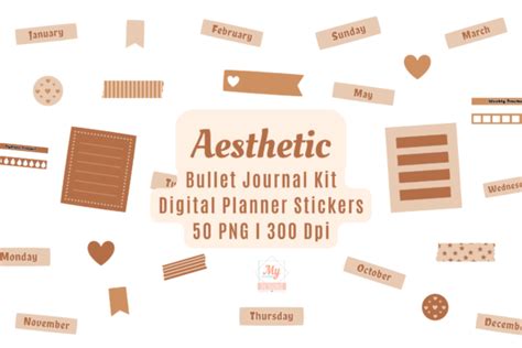 Aesthetic Digital Planner Stickers Kit Graphic by Mycreativee ...