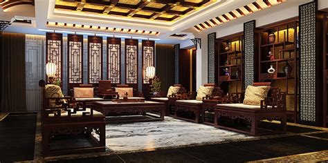 中国传统文化，中式装修展古典豪气，客厅中式装修效果图_紫云轩中式设计图库