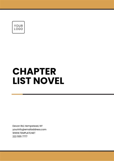 Free Chapter List Novel Template to Edit Online