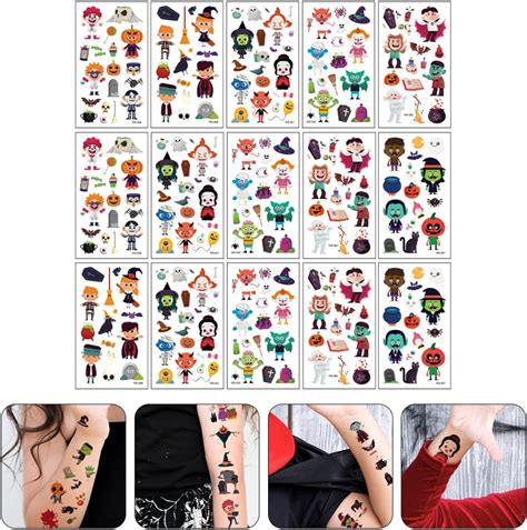 Buy Temporary Tattoos for Halloween Stickers for Kids Paper Tattoos ...