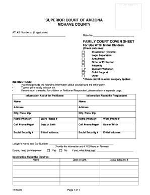 Fillable Online mohavecourts az FAMILY COURT COVER SHEET Fax Email ...